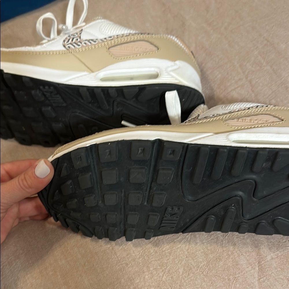 Nike White and Tan Retro-Inspired Sneakers - Picture 3 of 5